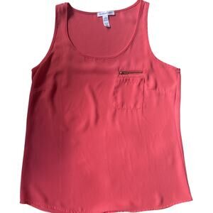 Ambiance Apparel Coral Sleeveless Blouse Medium Zip Pocket Tank Top